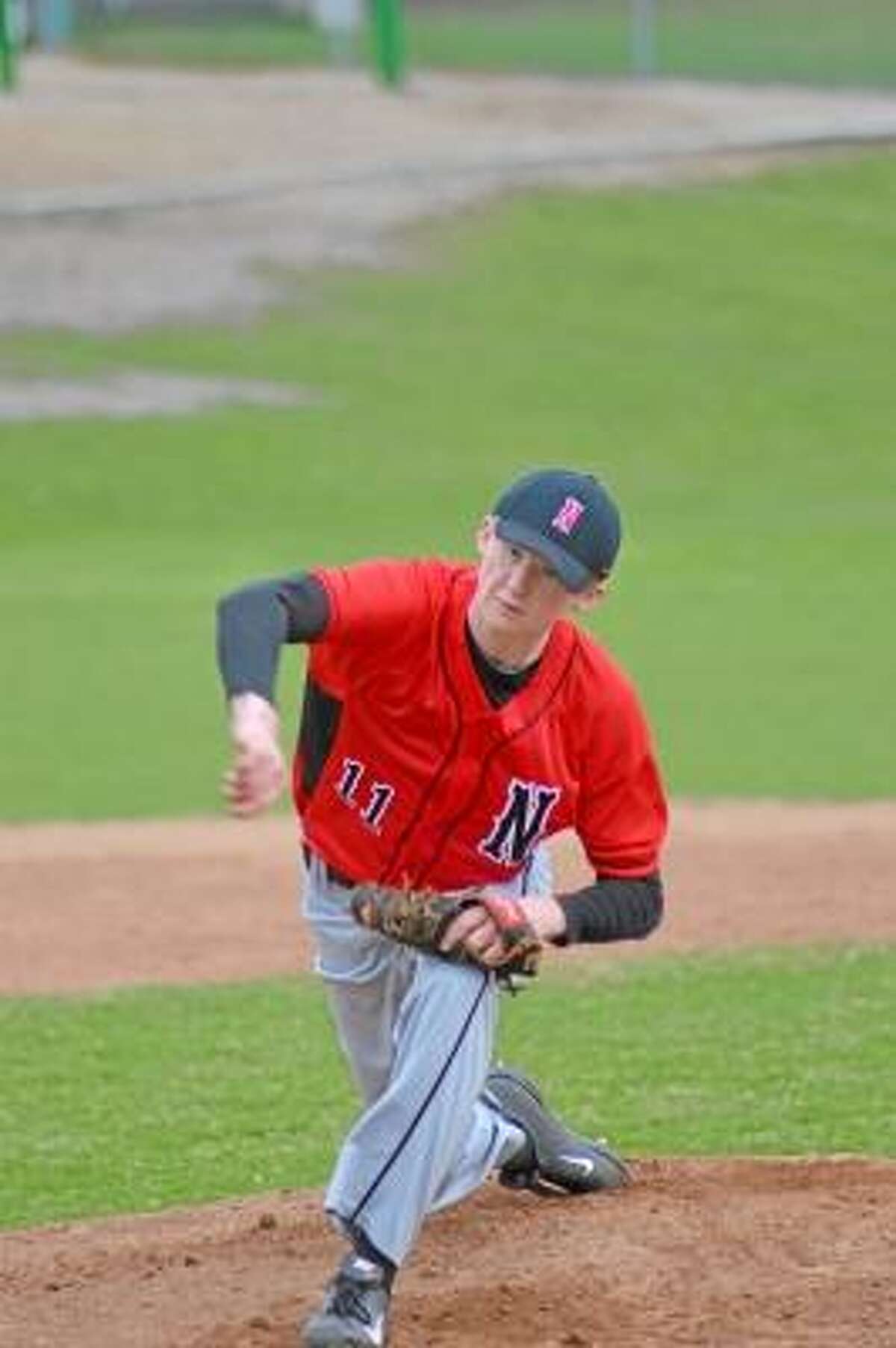 Pete Paguaga/Register Citizen Northwestern's Jimi Phillips, allowed only one hit, while striking out seven batters through seven innings, getting the win.