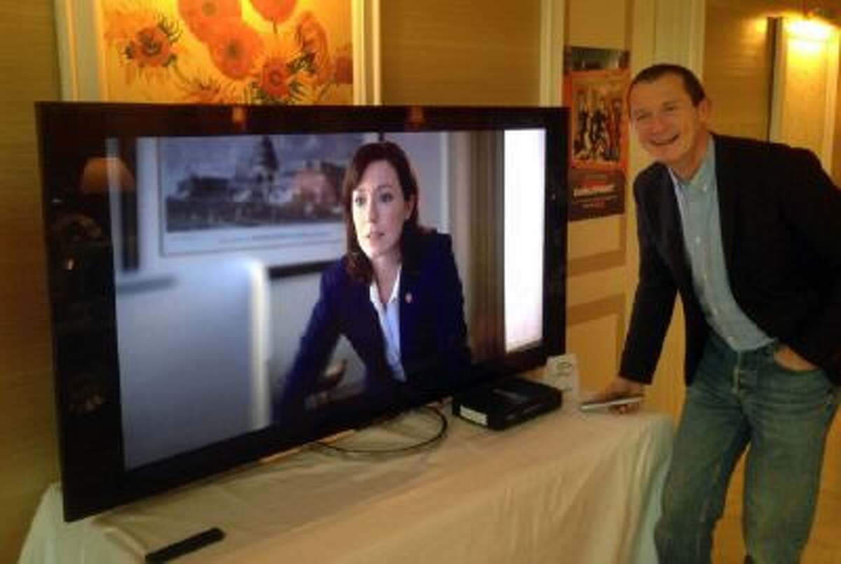 Neil Hunt, Netflix's chief product officer, demonstrates ultra high definition streaming of a "House of Cards" trailer.