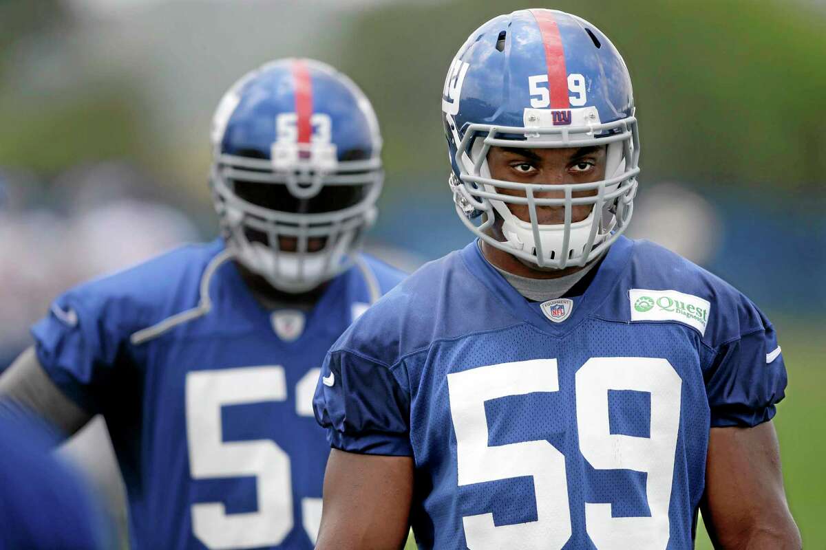 New York Giants rookie linebacker Devon Kennard practices Wednesday in East Rutherford, N.J.