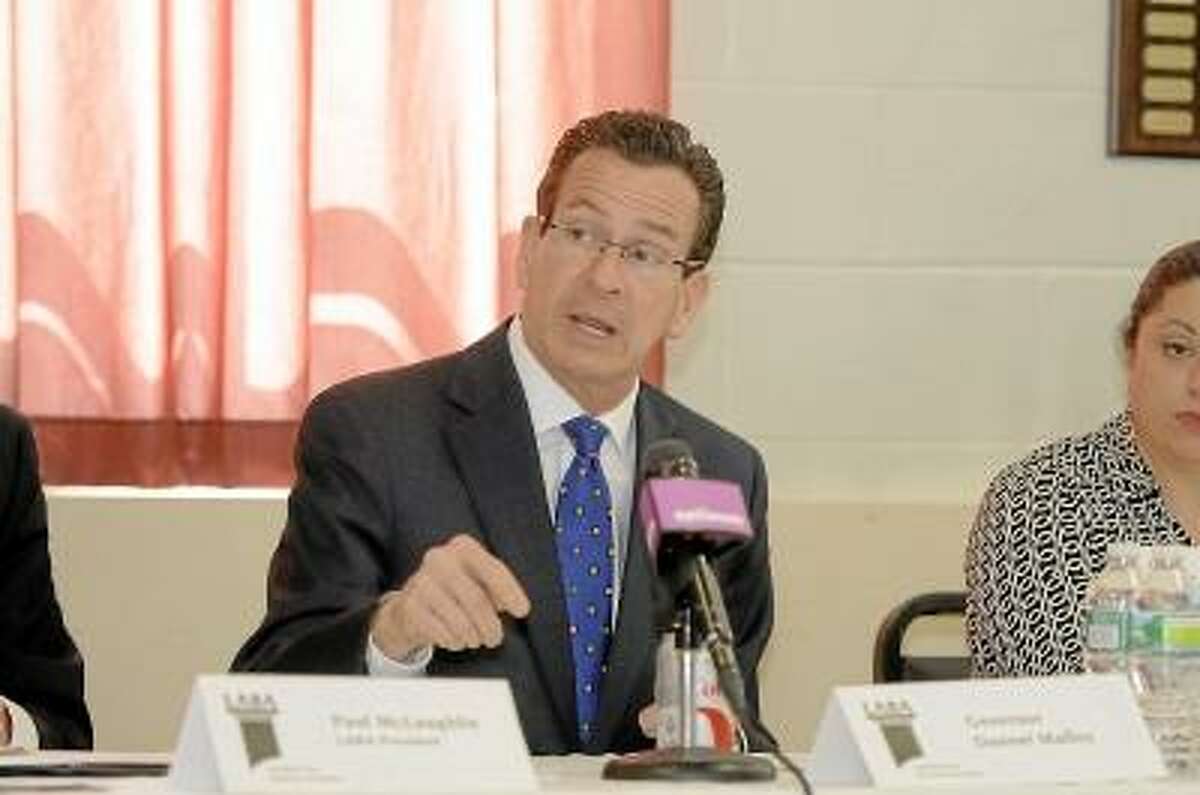 Gov. Dannel P. Malloy visited the monthly meeting of the Litchfield Area Business Association on Tuesday morning at the Litchfield Fire House. (Laurie Gaboardi / Register Citizen)