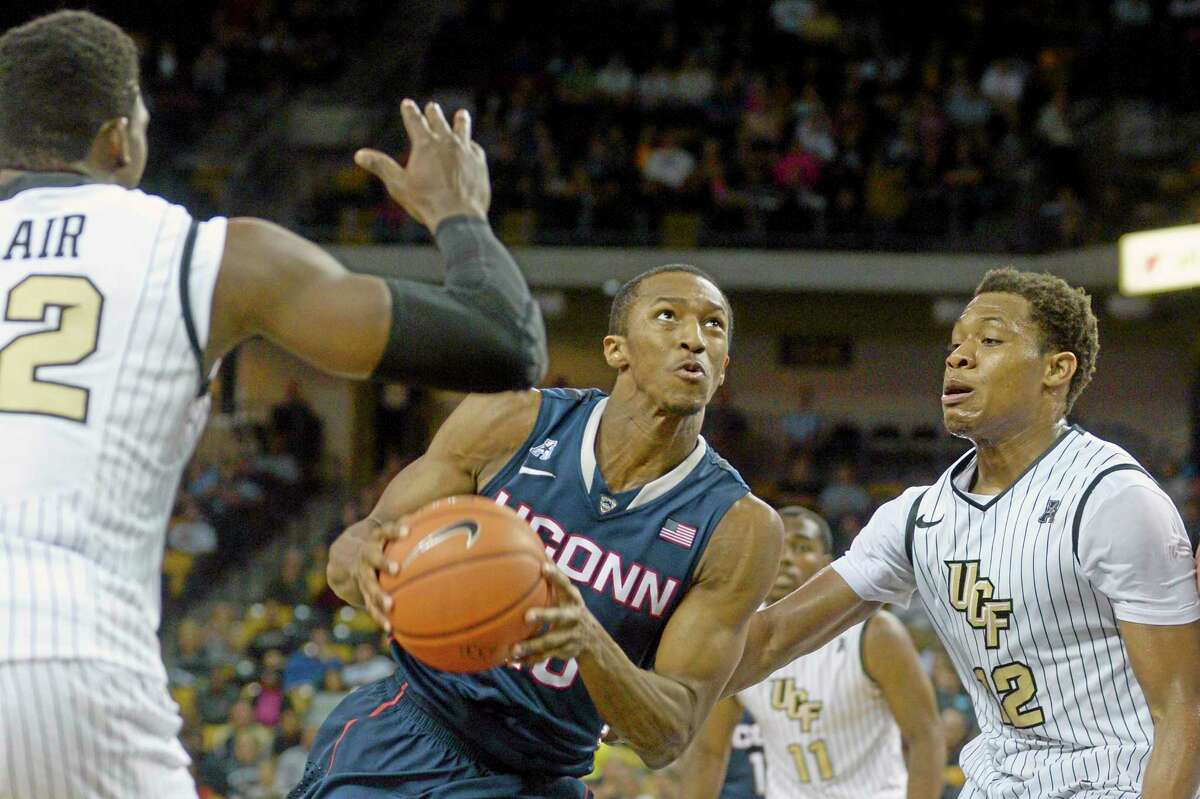 Lasan Kromah and UConn will look to drive past South Florida Wednesday night at the XL Center in Hartford.