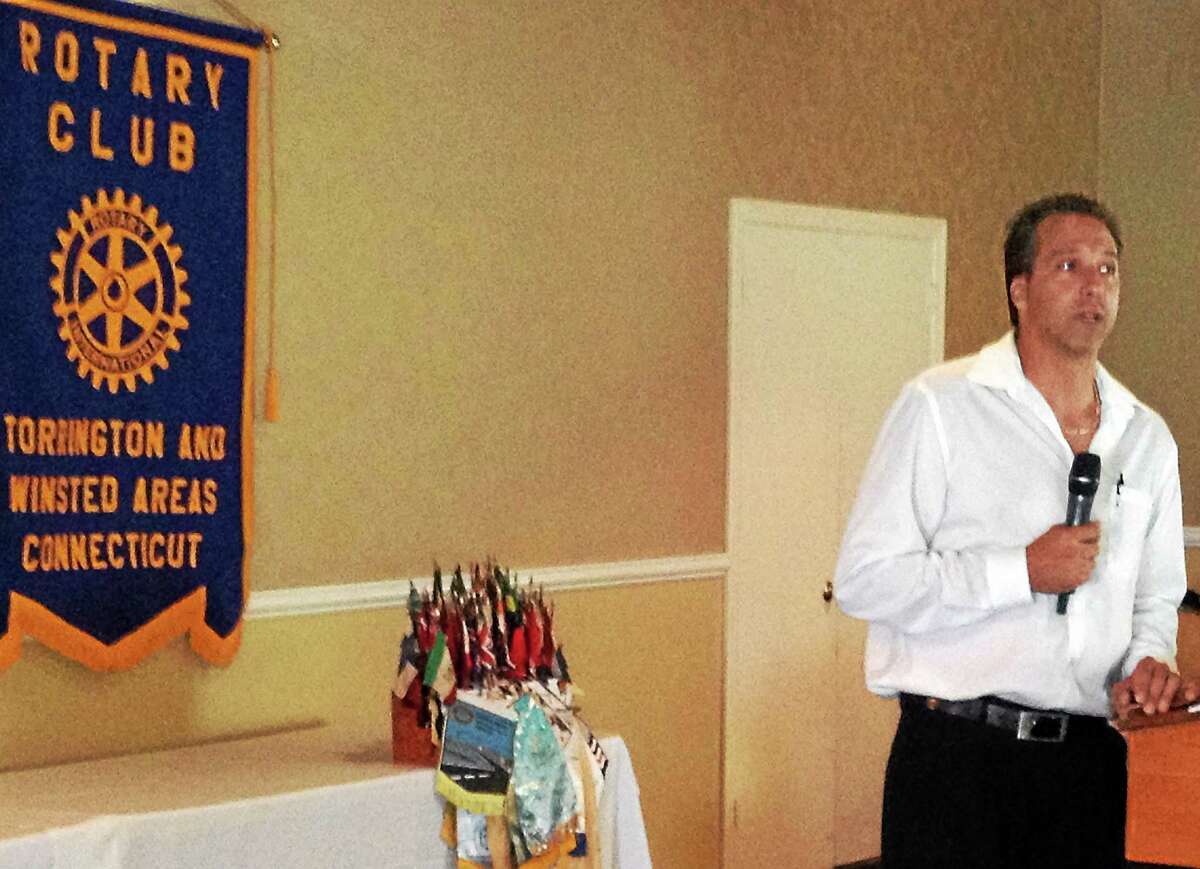 Michael Venghaus, of Northwest Sobriety, speaks during a meeting of the Torrington-Winsted Rotary Club Tuesday.