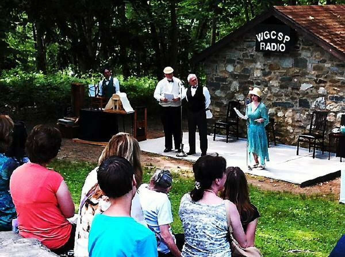 EHSCO photo: Actors in the Sherlock Homes radio dramas at Gillette Castle.