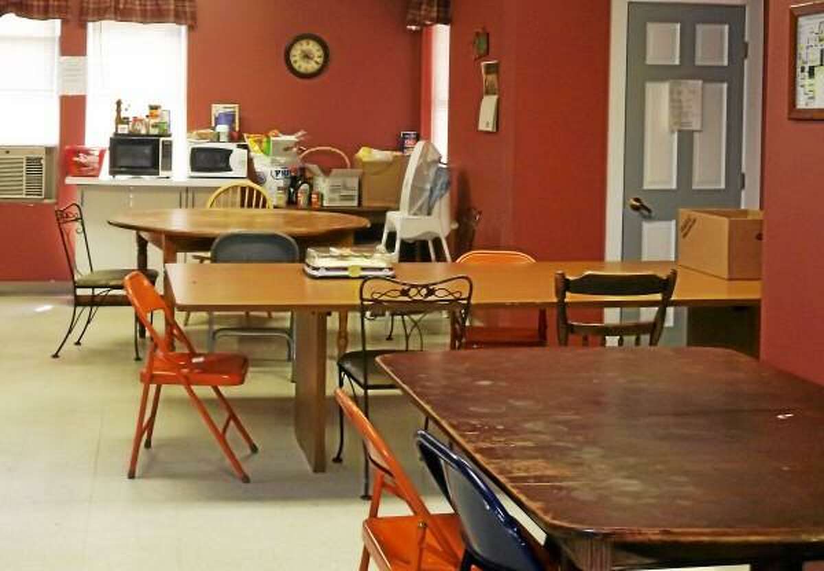 The dining area where the FISH homeless shelter residents have their communal dinners. (Jenny Golfin-Register Citizen)