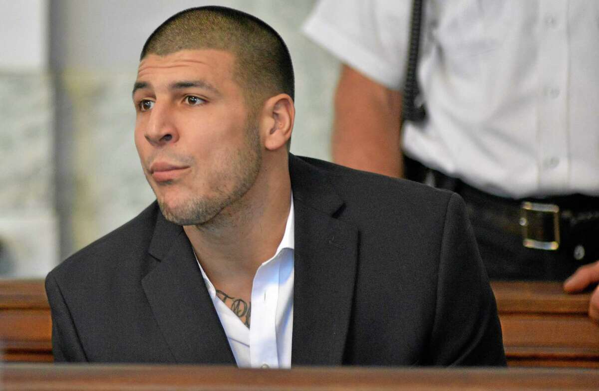 Former player for the New England Patriots, Aaron Hernandez, was in court hearing on Thursday, August 22, 2013, in Attleboro, Massachusetts.