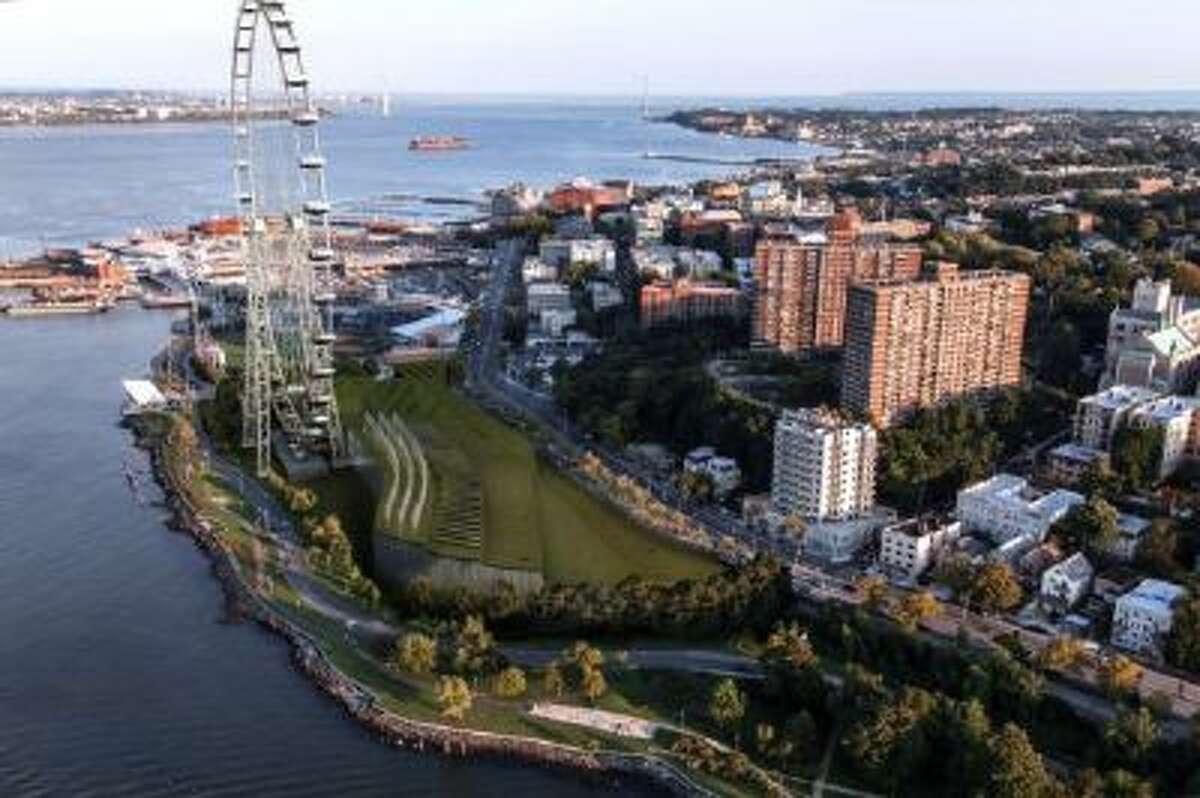 This artist's rendering courtesy of New York Wheel, LLC shows the future Ferris Wheel on the north shore of Staten Island, New York.