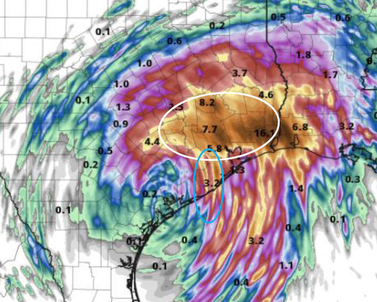 Hurricane Harvey forecast maps 10 pm, Aug. 27, 2017