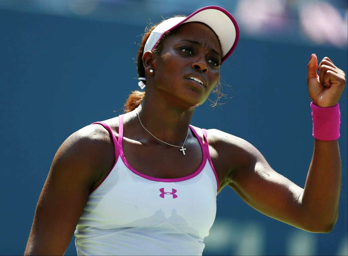 Sloane Stephens reacts after a point against Johanna Larsson during the second round of the U.S. Open on Wednesday in New York.