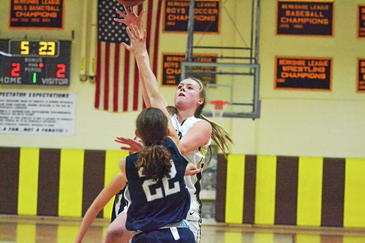 Thomaston’s Abby Hurlbert goes up for a layup against Immaculate during the Class S Tournament. The Golden Bears take on St. Paul today at 3 p.m.