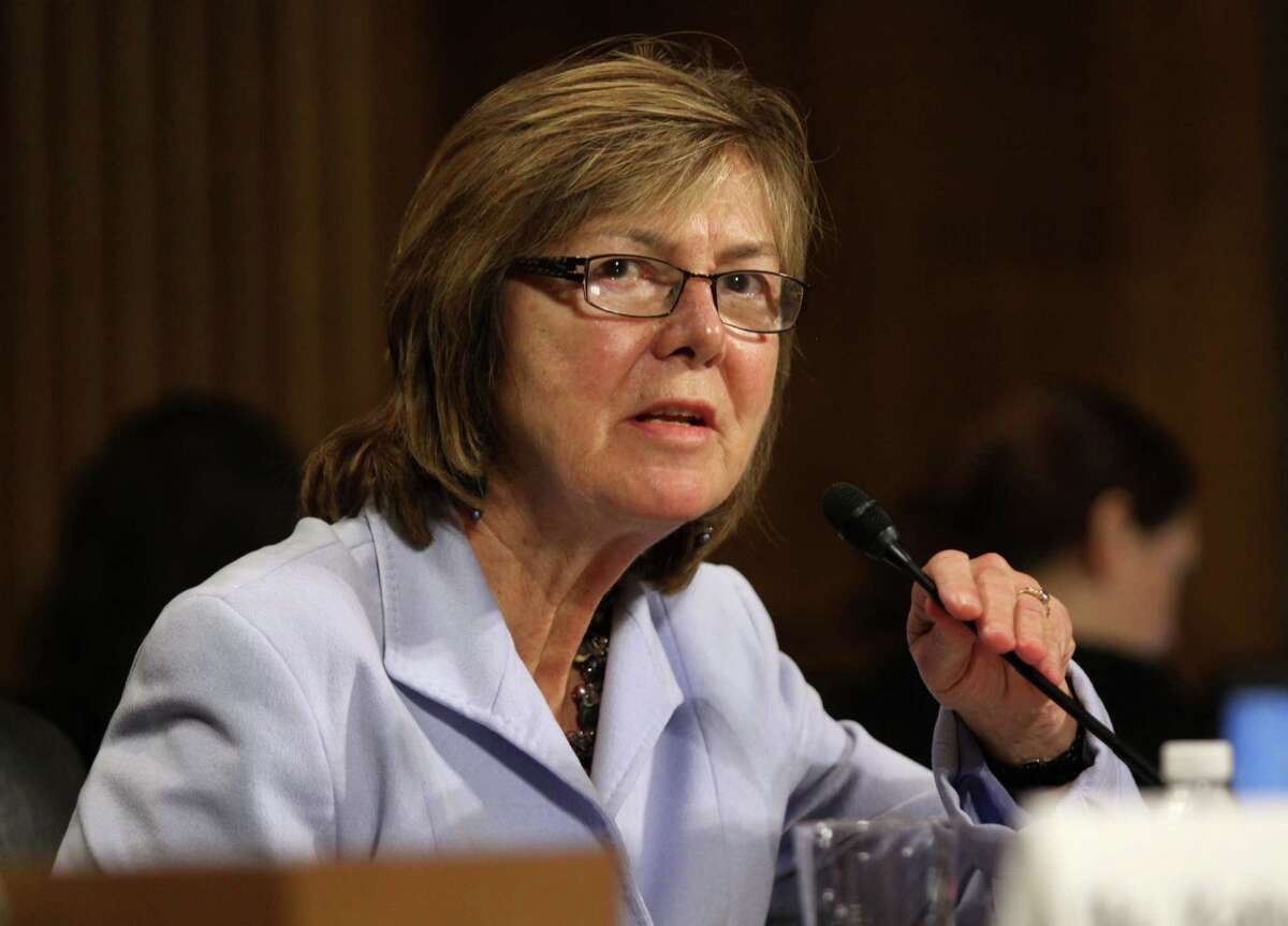 Day One Executive Director Peg Langhammer, Providence, R.I., testifies on Capitol Hill in Washington, Tuesday, Dec. 9, 2014, before the Senate Crime and Terrorism subcommittee hearing: “Campus Sexual Assault: the Roles and Responsibilities of Law Enforcement.”