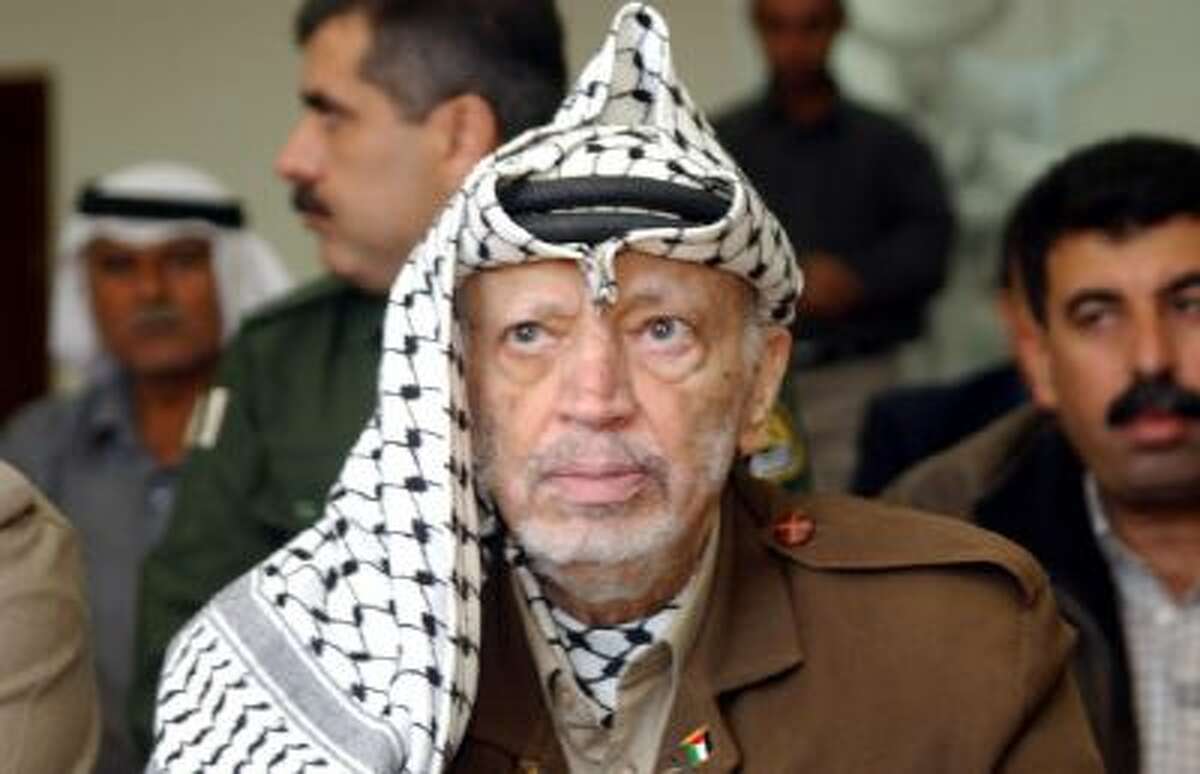 Former Palestinian leader Yasser Arafat is shown in 2003.