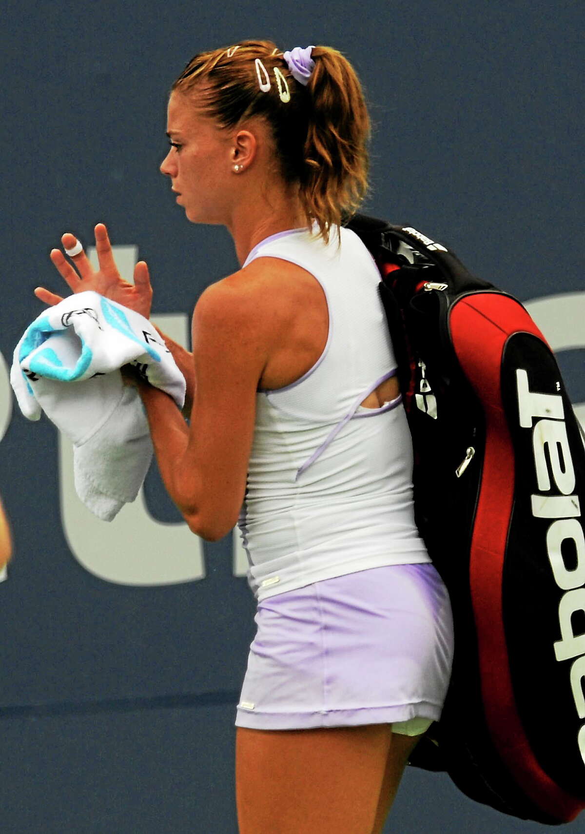 Camila Giorgi fell to Magdalena Rybarikova 6-2, 6-4 in the semifinals of the Connecticut Open on Friday in New Haven.