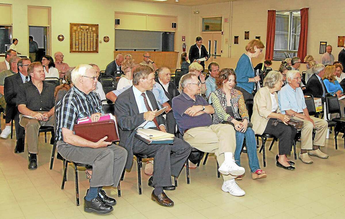 Ryan Flynn-Register CitizenThe room at Litchfield Fire House was near full on Monday, Aug. 19, with members of the public looking to see the results of Stop & Shop’s application and the hearing for Forman School.