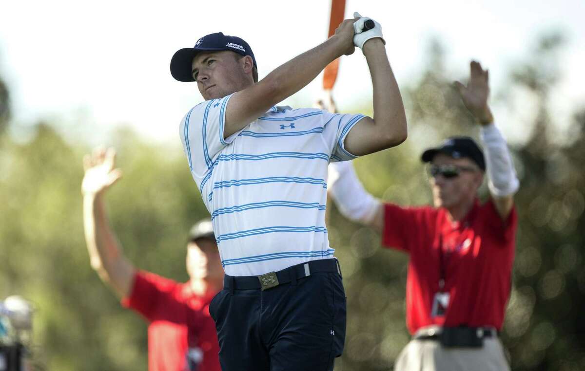 Jordan Spieth tees off on the second hole during the third round of the Hero World Challenge Saturday in Windermere, Fla.