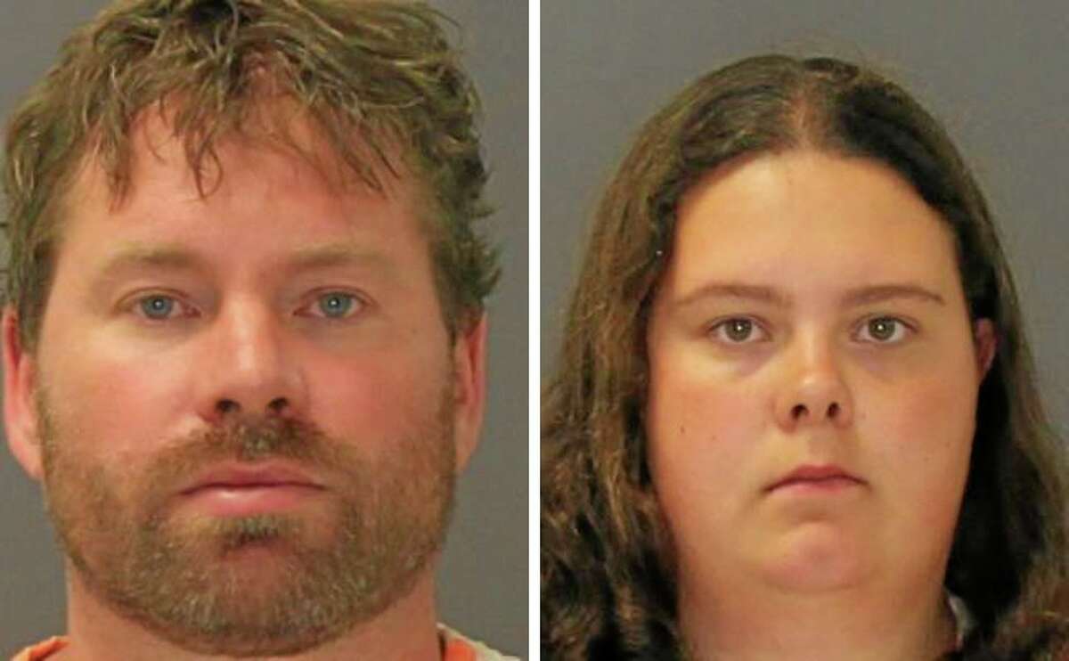 These images provided by the St. Lawrence County Sheriff's Office shows the booking photo of Stephen Howells II, left, and Nicole Vaisey, who was arraigned late Friday Aug. 15, 2014 on charges they intended to physically harm or sexually abuse two Amish sisters after abducting them from a roadside farm stand. (AP Photo/St. Lawrence County Sheriff)