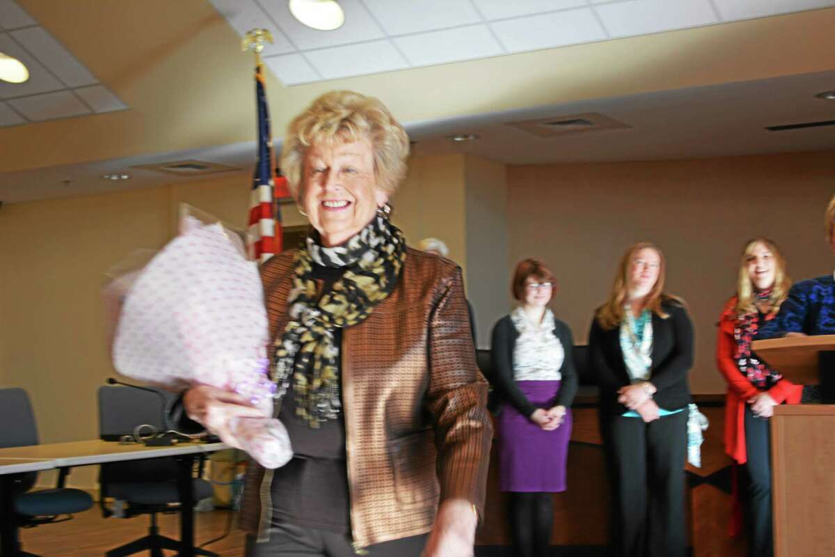 Jenny Golfin - Register Citizen. Gladys Cerruto after finding out she was 2014 Woman of the Year.