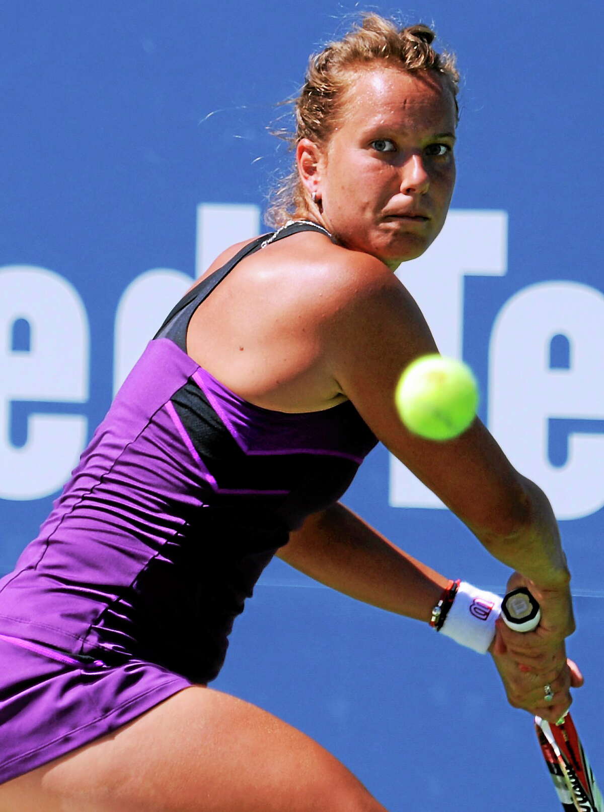 Barbora Zahlavova Strycova defeated Caroline Garcia 7-5, 6-2 on Tuesday afternoon at the Connecticut Open.