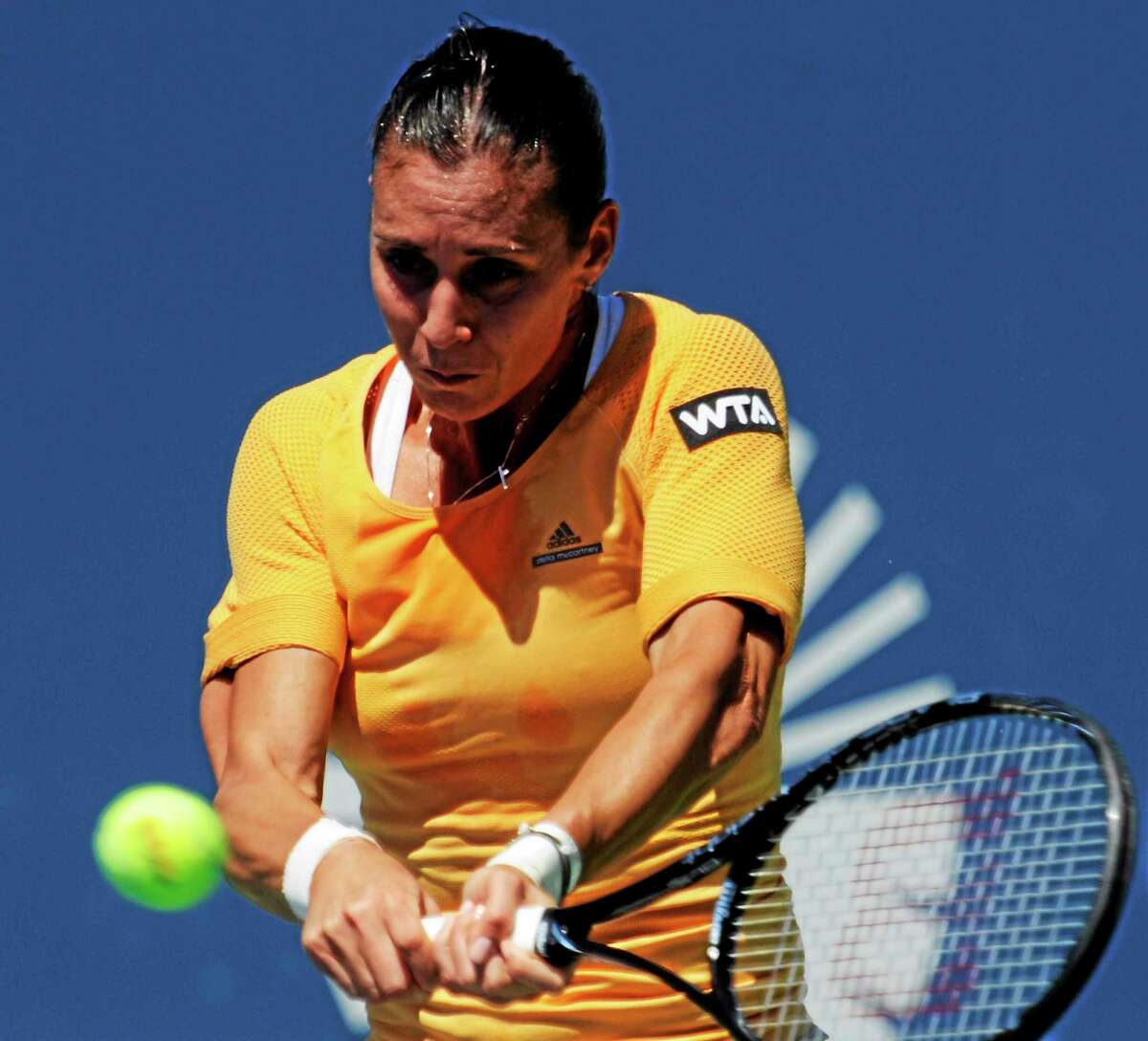 No. 6 Flavia Pennetta was upset by American Alison Riske 6-1, 7-6 (3) on Tuesday at the Connecticut Open at the Connecticut Tennis Center.