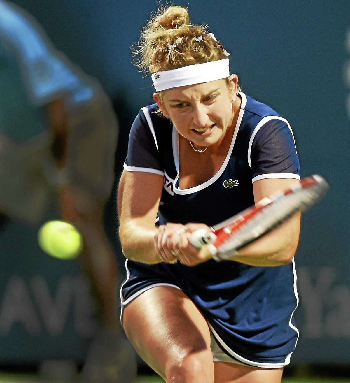 (Melanie Stengel - Register) Connecticut Open Tennis Wozniacki vs. Bacsinszky. Timea Bacsinszky in the first set 8/18.
