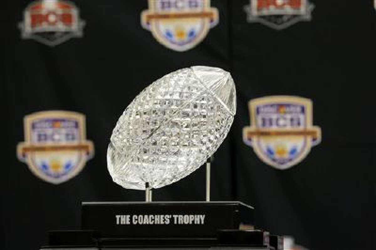 This is what they're playing for: The Coaches' Trophy, which goes to the winner of the national championship game.