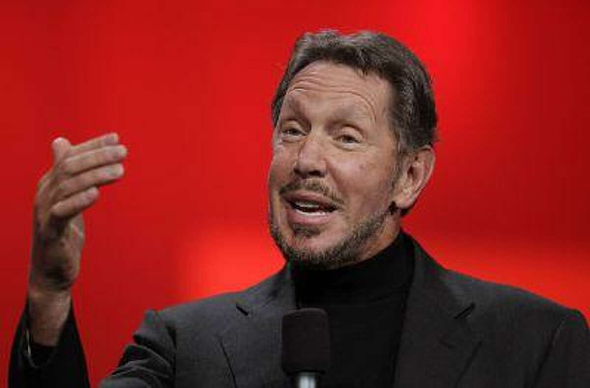 Oracle CEO Larry Ellison gestures while giving a keynote address at Oracle OpenWorld in San Francisco, Tuesday, Oct. 2, 2012. (AP Photo/Eric Risberg)