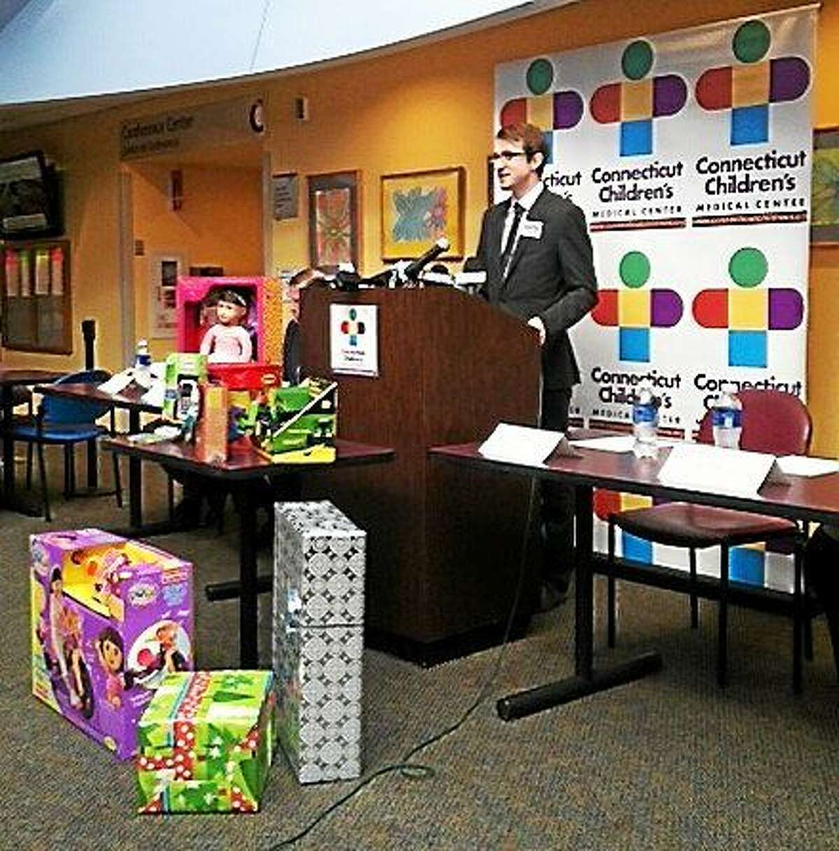 Sean Doyle, campaign organizer with ConnPIRG, discusses the annual Trouble in Toyland report Monday.
