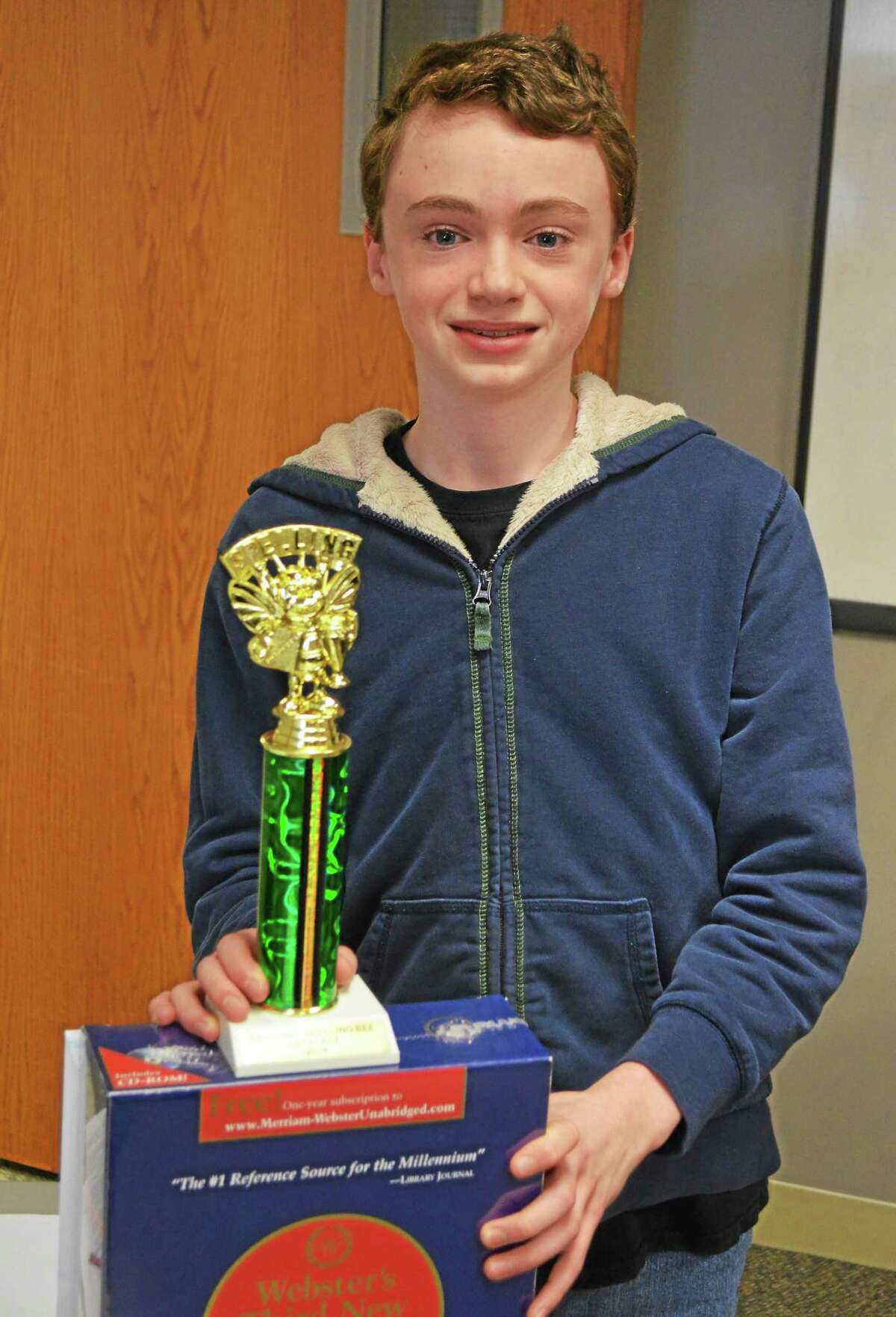 Connor Spencer of Northwestern Regional Middle School won the first Register Citizen spelling bee and will move on to the national Scripps Howard spelling bee in DC. John Berry - The Register Citizen