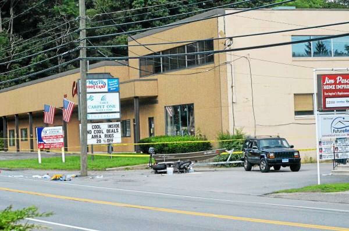 The scene of a motorcycle crash on Winsted Road in Torrington on Sunday, Aug. 11, 2013. Tom Cleary - Register Citizen.