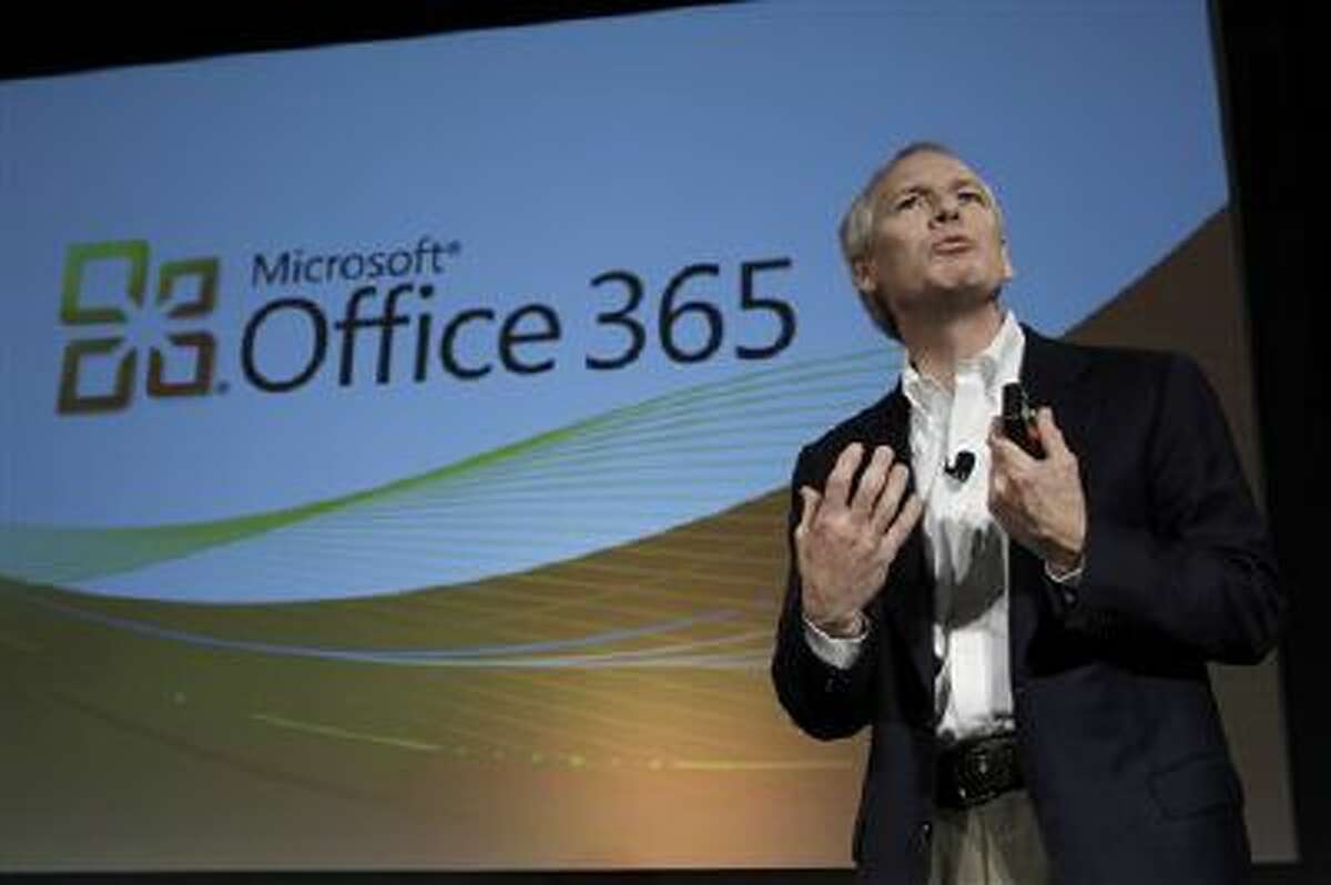 Kurt DelBene, President of the Microsoft Office Division, talks about Microsoft Office 365 at a news conference in San Francisco, Tuesday, Oct. 19, 2010. (AP Photo/Paul Sakuma)