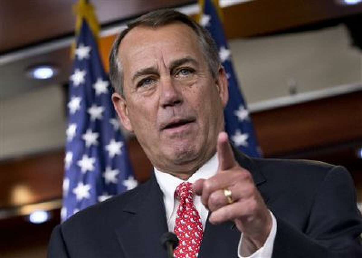 House Speaker John Boehner of Ohio speaking during a news conference on Capitol Hill in Washington.