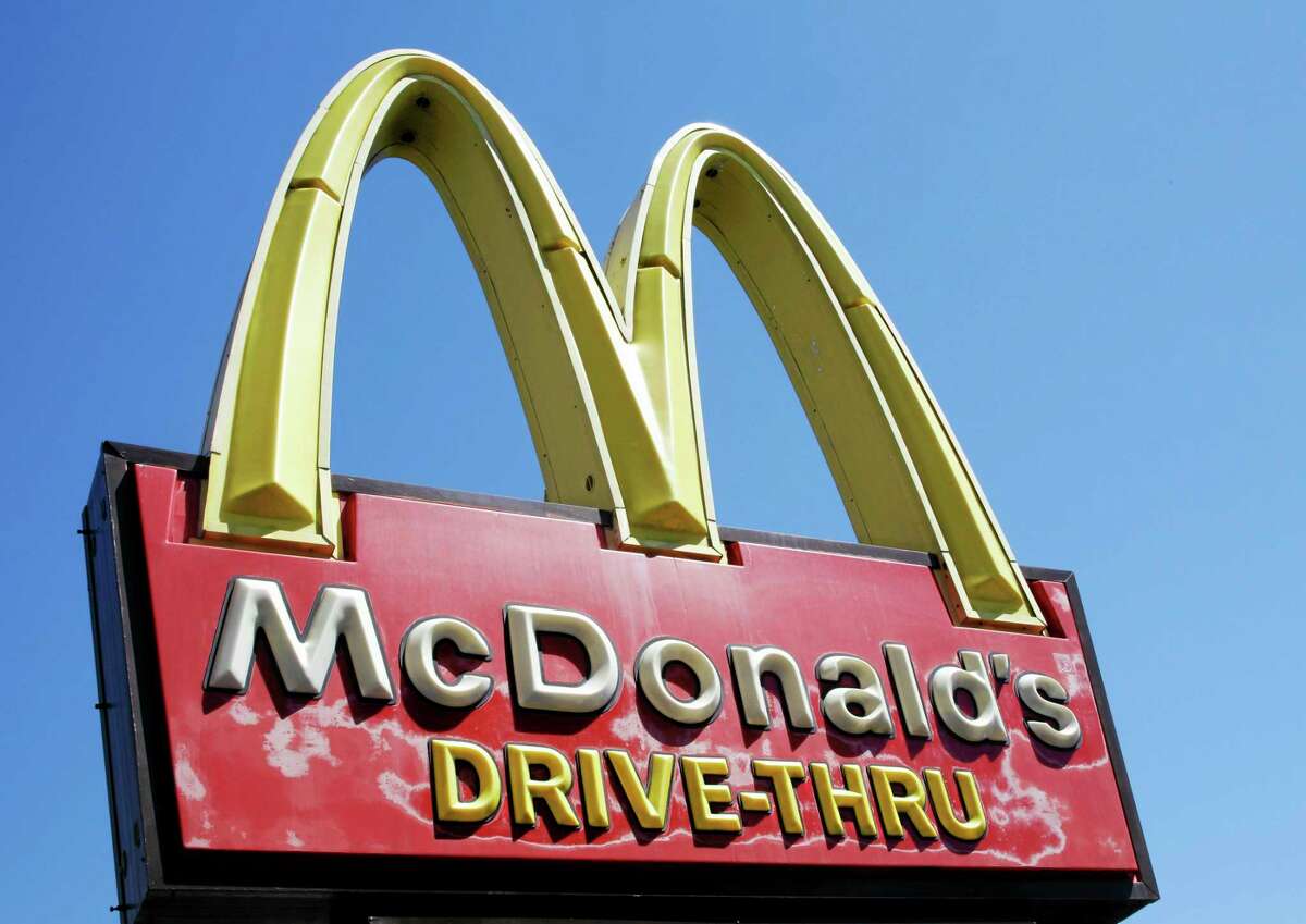 A McDonald’s sign is displayed at a McDonald’s restaurant in East Palo Alto, California.