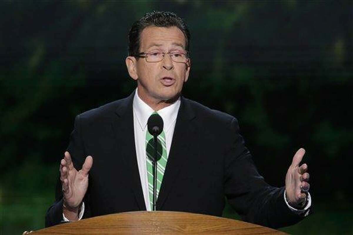 Connecticut Gov. Dannel Malloy addresses the Democratic National Convention in Charlotte, N.C., on Wednesday, Sept. 5, 2012. (AP Photo/J. Scott Applewhite)