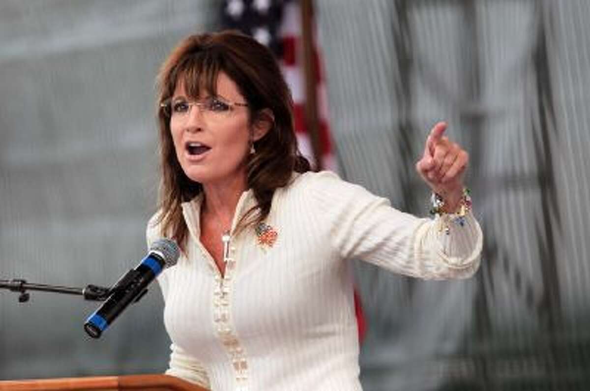 Sarah Palin speaks to supporters in Indianola, Iowa on September 3, 2011.