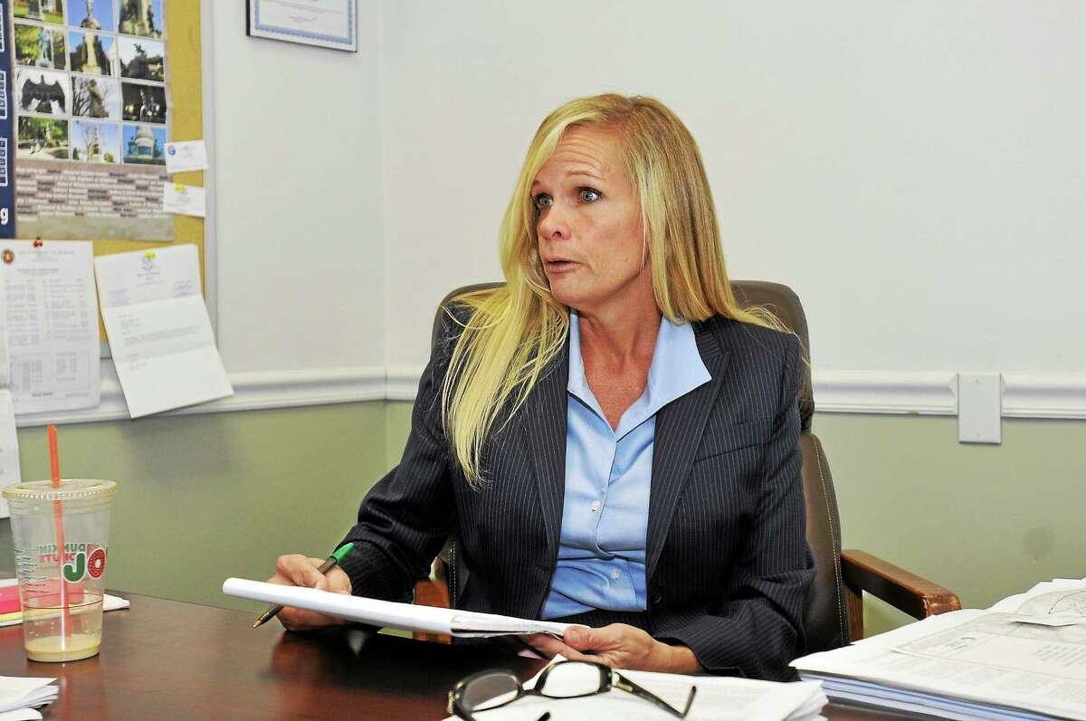 Winsted Mayor Lisa Smith speaks during an open house she held at Town Hall.
