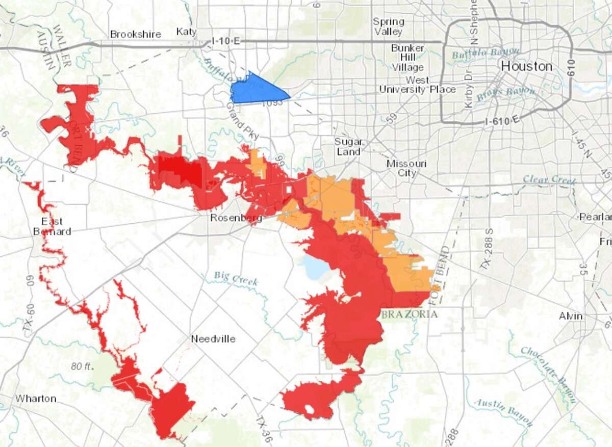 Evacuation areas as of Monday, Aug. 28, 2017. https://fbcgis.maps.arcgis.com/apps/webappviewer/index.html?id=d1a054f74789410bbe35bed305c81841