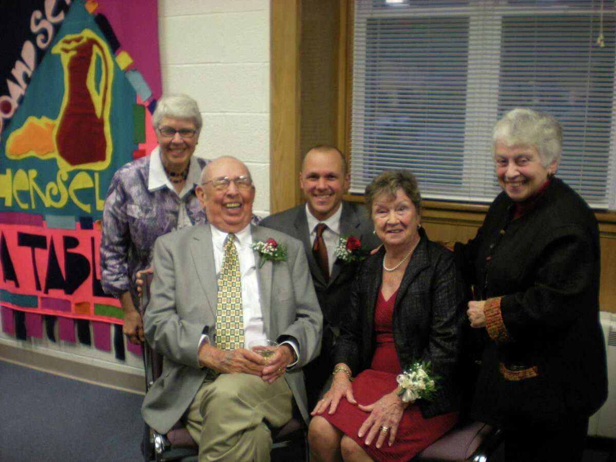 Photo by Daniela Forte Wisdom House's Joanne Ianotti, Wisdom Award recipients Robert FitzGerald, Brian Mattiello and Jeanne Fitzgerald and Sister Rosemarie Greco gathered for a photo at the Wisdom Awards on Wednesday night, Oct. 3.