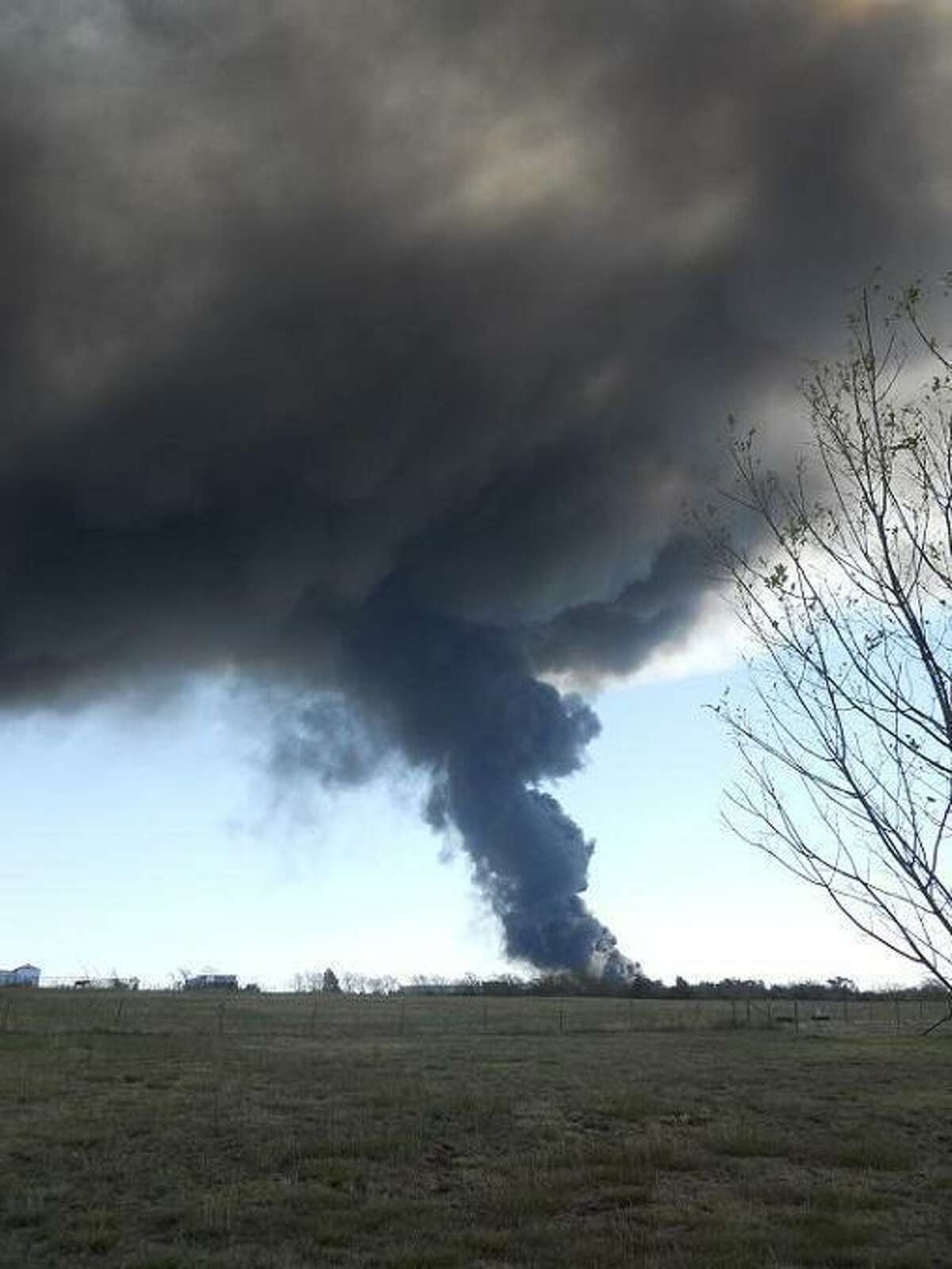 Three miles from fire at chemical plant south of Dallas, Texas. Photo taken from Dallas News blog The Scoop. Submitted to The Scoop by John Granatino, retired Dallas Morning news executive. He Lives 3 miles from the plant.