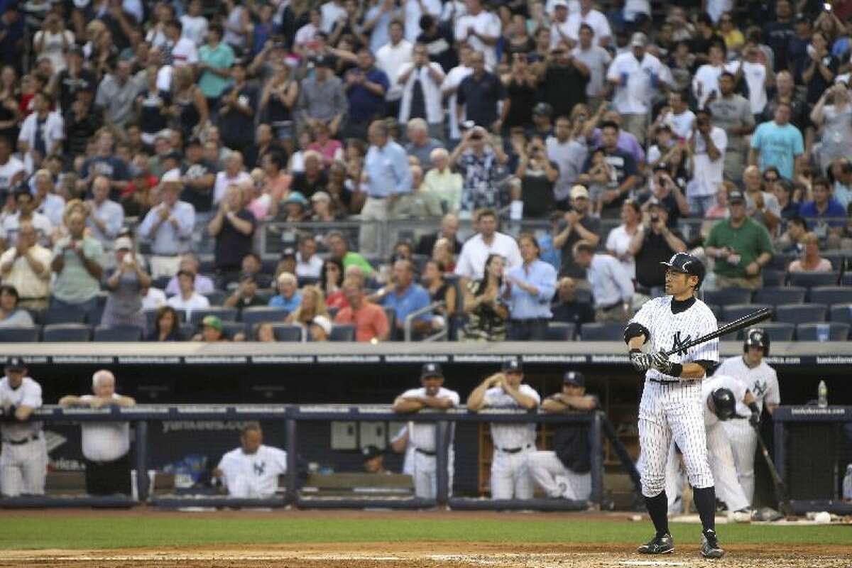 ASSOCIATED PRESS New York Yankees' Ichiro Suzuki comes up to bat during the second inning of Friday night's game against the Boston Red Sox at Yankee Stadium in New York.