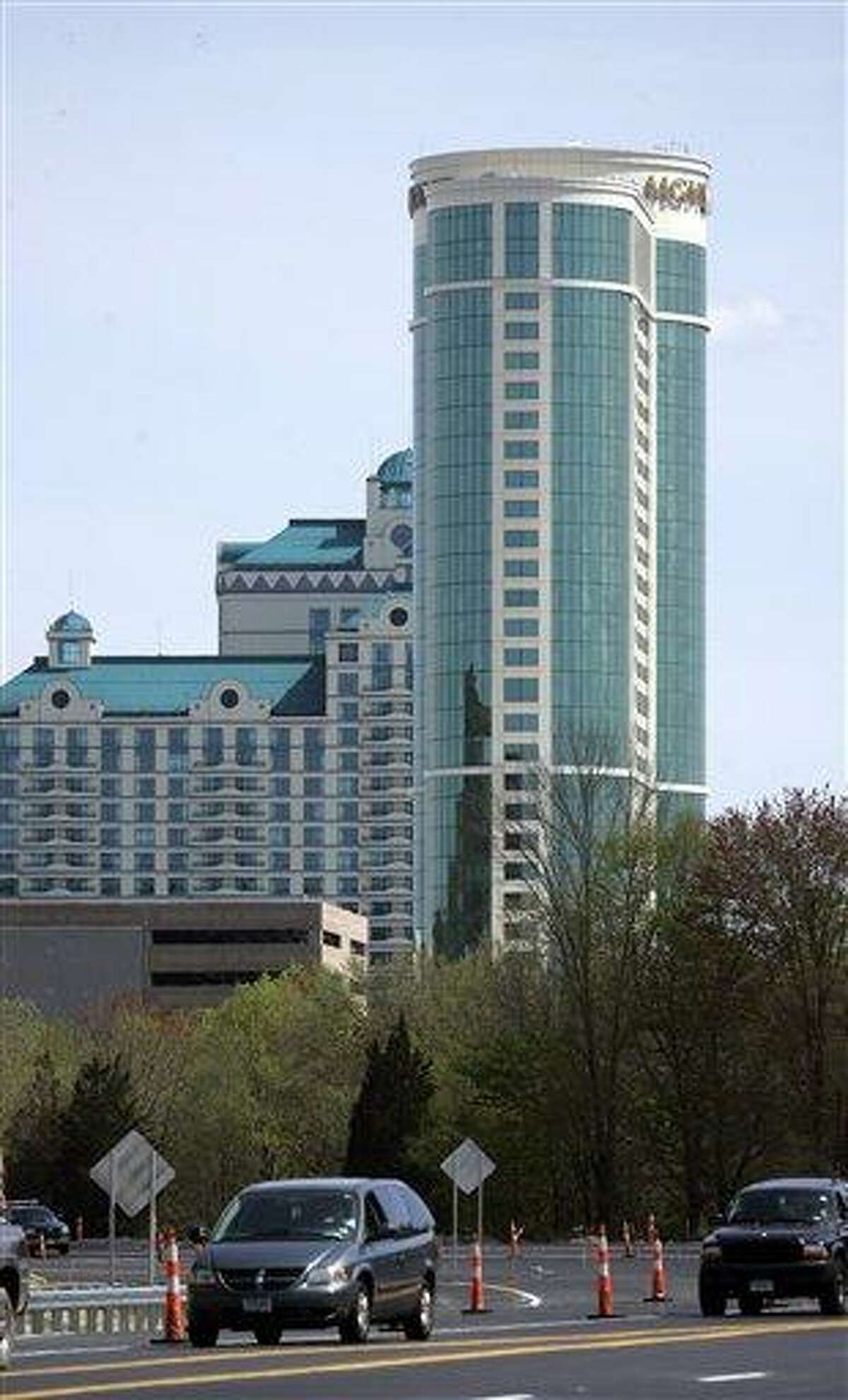 The MGM Grand Hotel, part of the Foxwoods Resort Casino, dominates the skyline in Mashantucket. Associated Press file photo