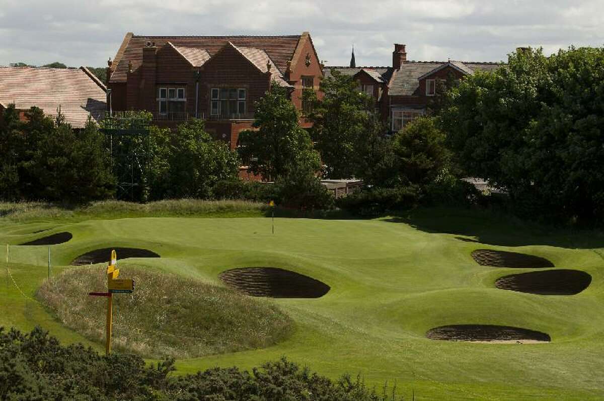 ASSOCIATED PRESS The green on the 9th hole at Royal Lytham & St Annes golf club, site of the British Open, is surrounded by bunkers.