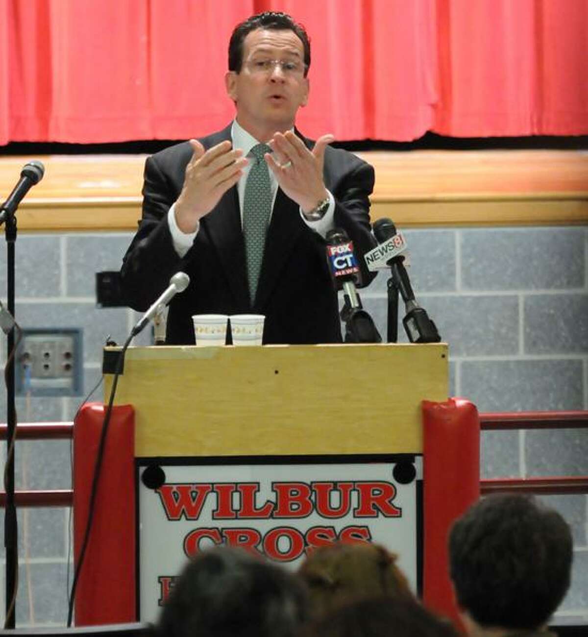 Wilbur Cross High School in New Haven was the site of a of a public forum on an education plan proposed by Gov. Dannel P. Malloy. Mara Lavitt/Register