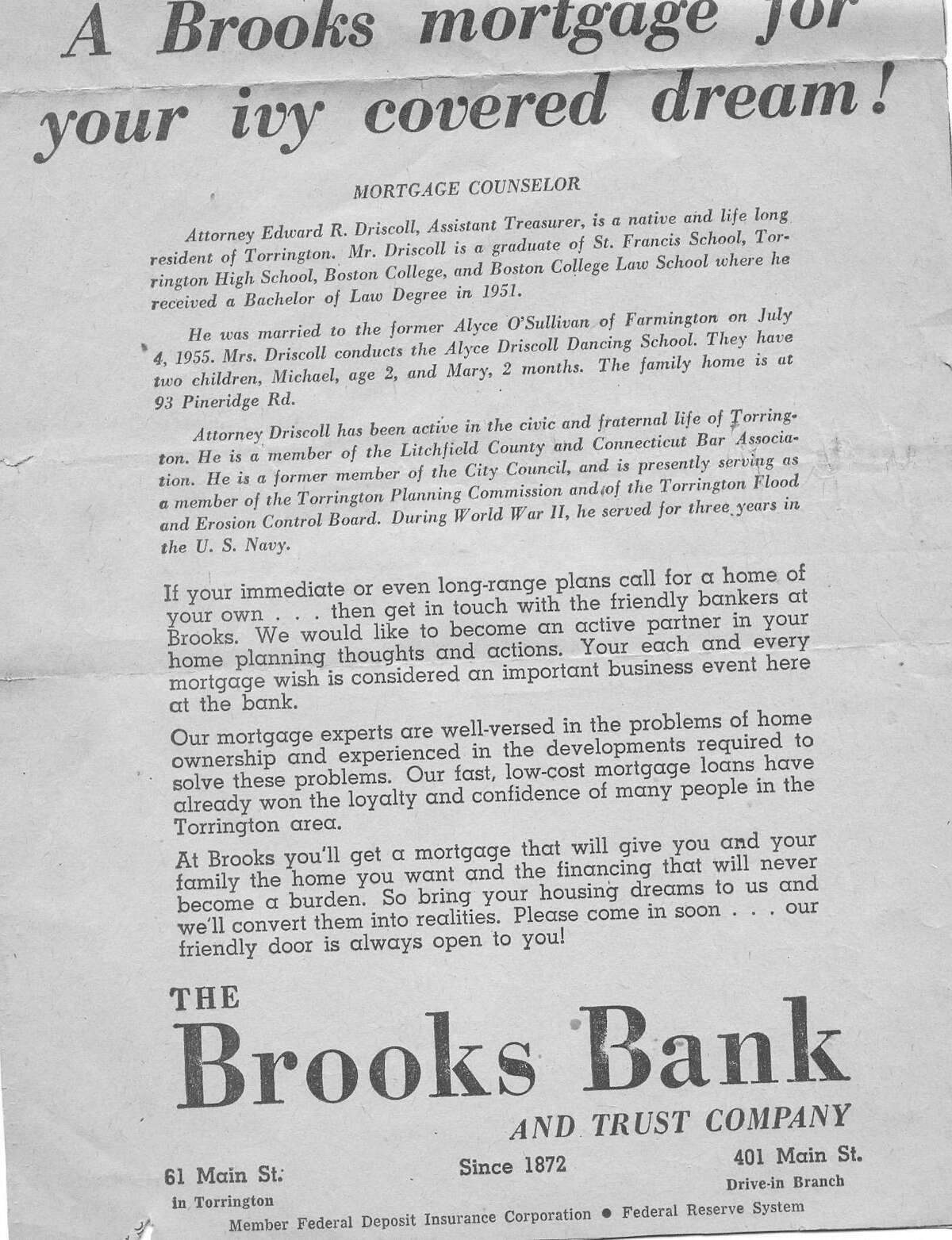 Here's the bottom half of the advertisement for Brooks Bank that featured my dad.