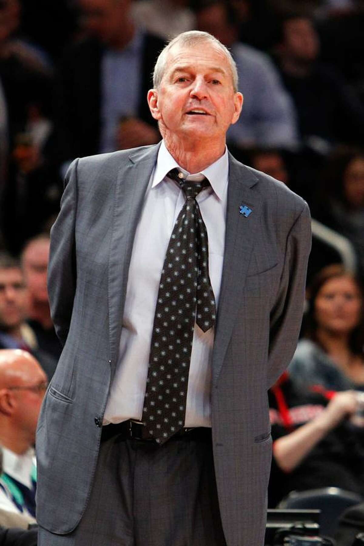 Mar 7, 2012; New York, NY, USA; Connecticut Huskies head coach Jim Calhoun during the first half of the second round of the Big East Tournament at Madison Square Garden. Mandatory Credit: Debby Wong-US PRESSWIRE