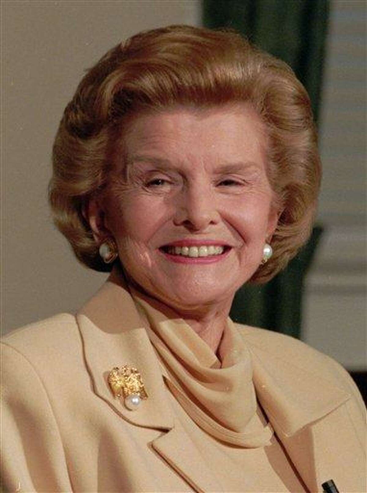 In this Aug. 30,1994 file picture, former first lady Betty Ford talks with reporters at the Old Executive Building in Washington D.C. On Friday, July 8, 2011, a family friend said that Ford had died at the age of 93.