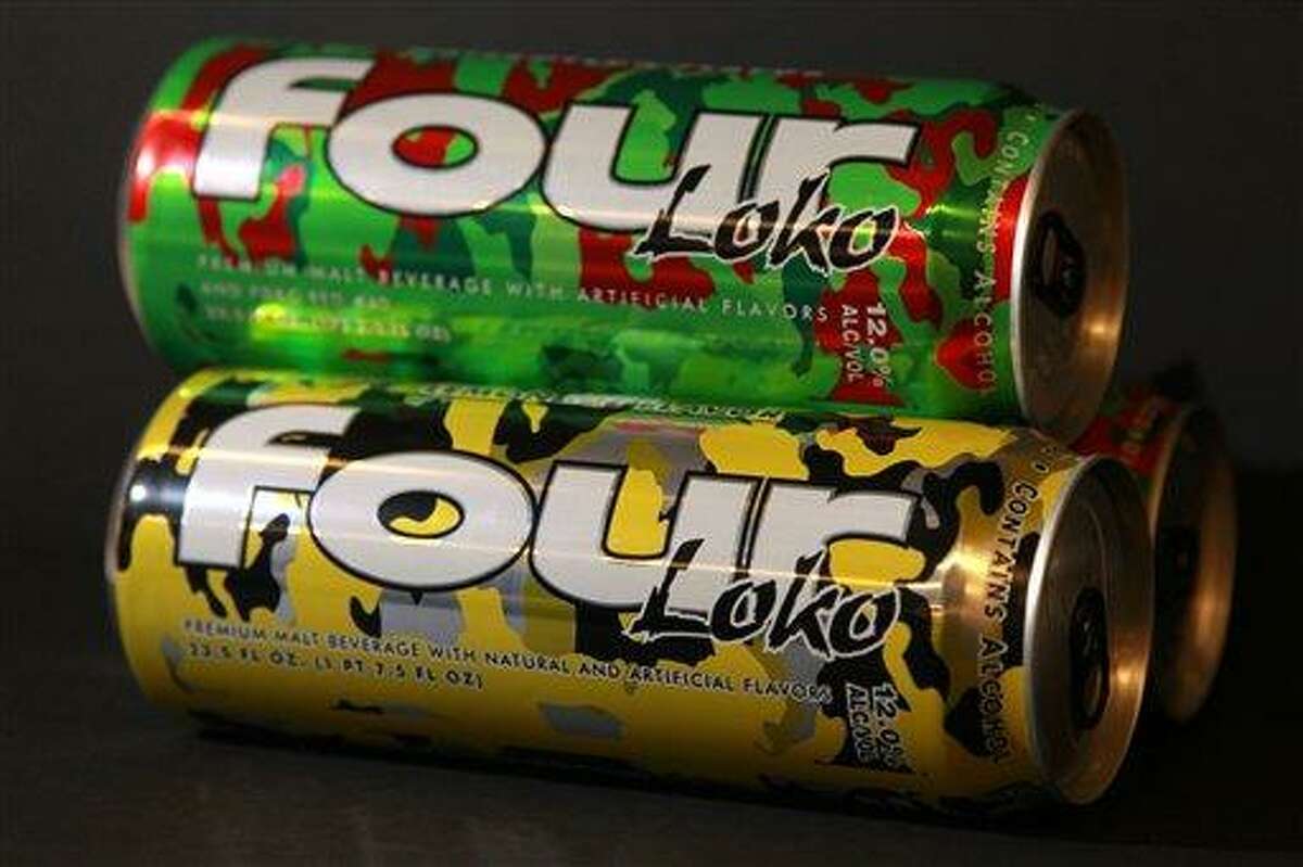 Cans of fruit-flavored malt liquor called Four Loko are seen in Washington Wednesday. The carbonated brew guzzled on college campuses is the focus of an intense write-in campaign urging federal regulators to take some buzz out of a sweet alcoholic drink sometimes referred to as "blackout in a can." Associated Press
