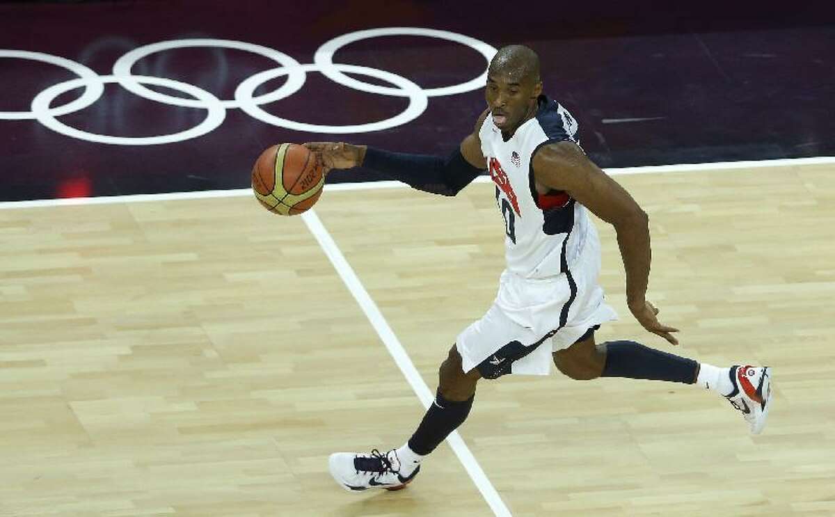 ASSOCIATED PRESS United States' Kobe Bryant dribbles during a quarterfinal men's basketball game against Australia at the 2012 Summer Olympics Wednesday in London.