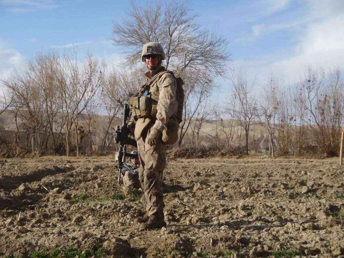 Marine Sgt. Liam Dwyer of Litchfield in Afghanistan, in a photo courtesy of his family.