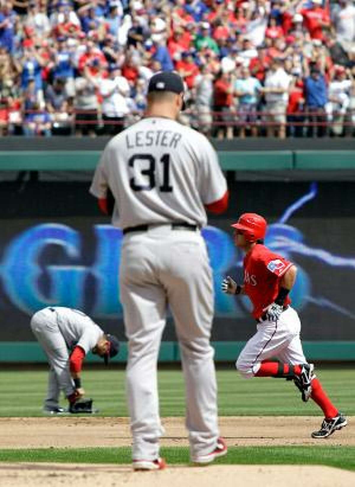 ARLINGTON, TX - APRIL 21: Texas Rangers First base Mike Napoli (5