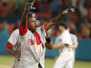 Nationals, Marlins brawl after pitch behind Nyjer Morgan - Los Angeles Times