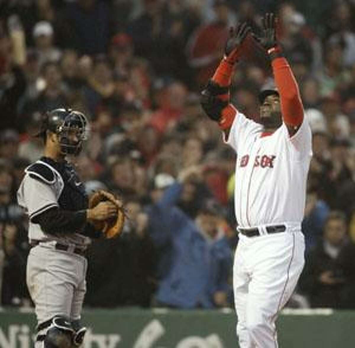 David Ortiz of the Boston Red Sox stands at home plate before he